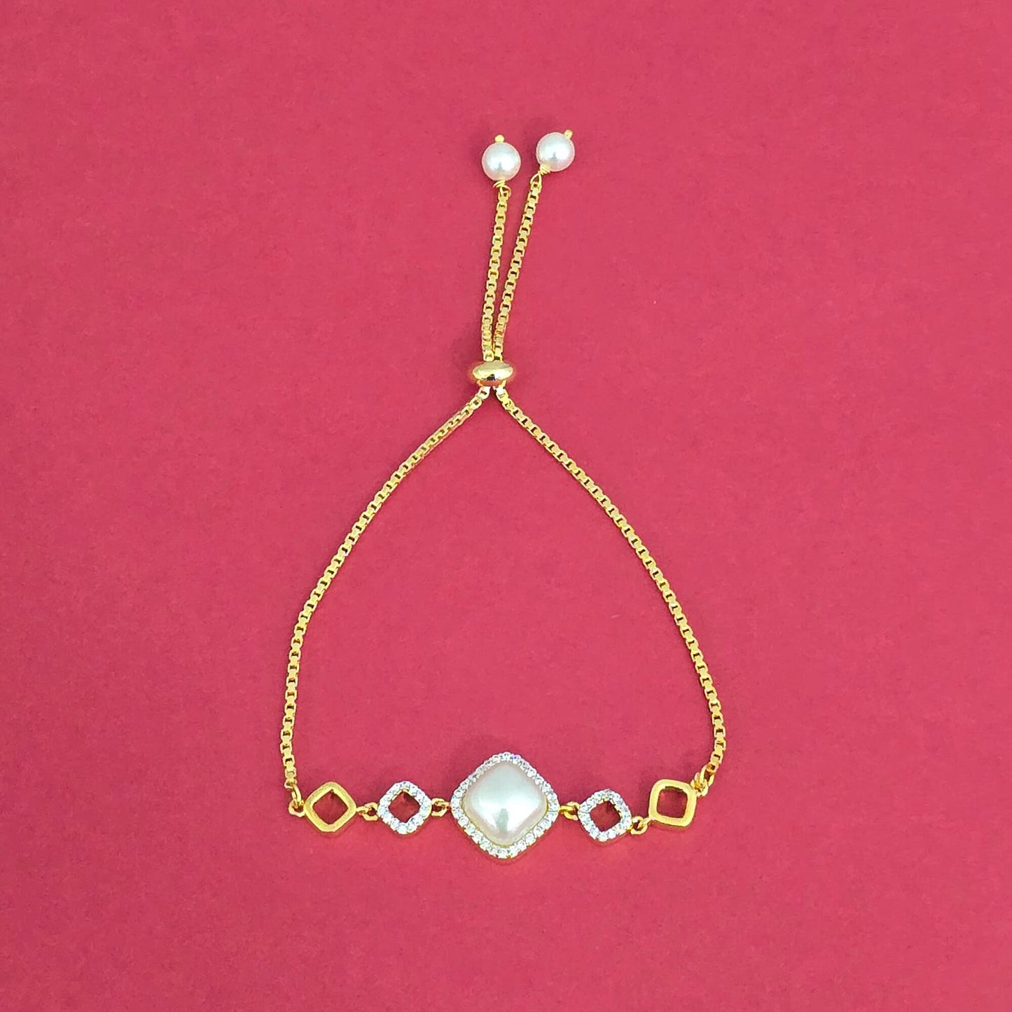 438803 Cubic Zirconia Delicate Bracelet With 2 Tone Rhodium Plating