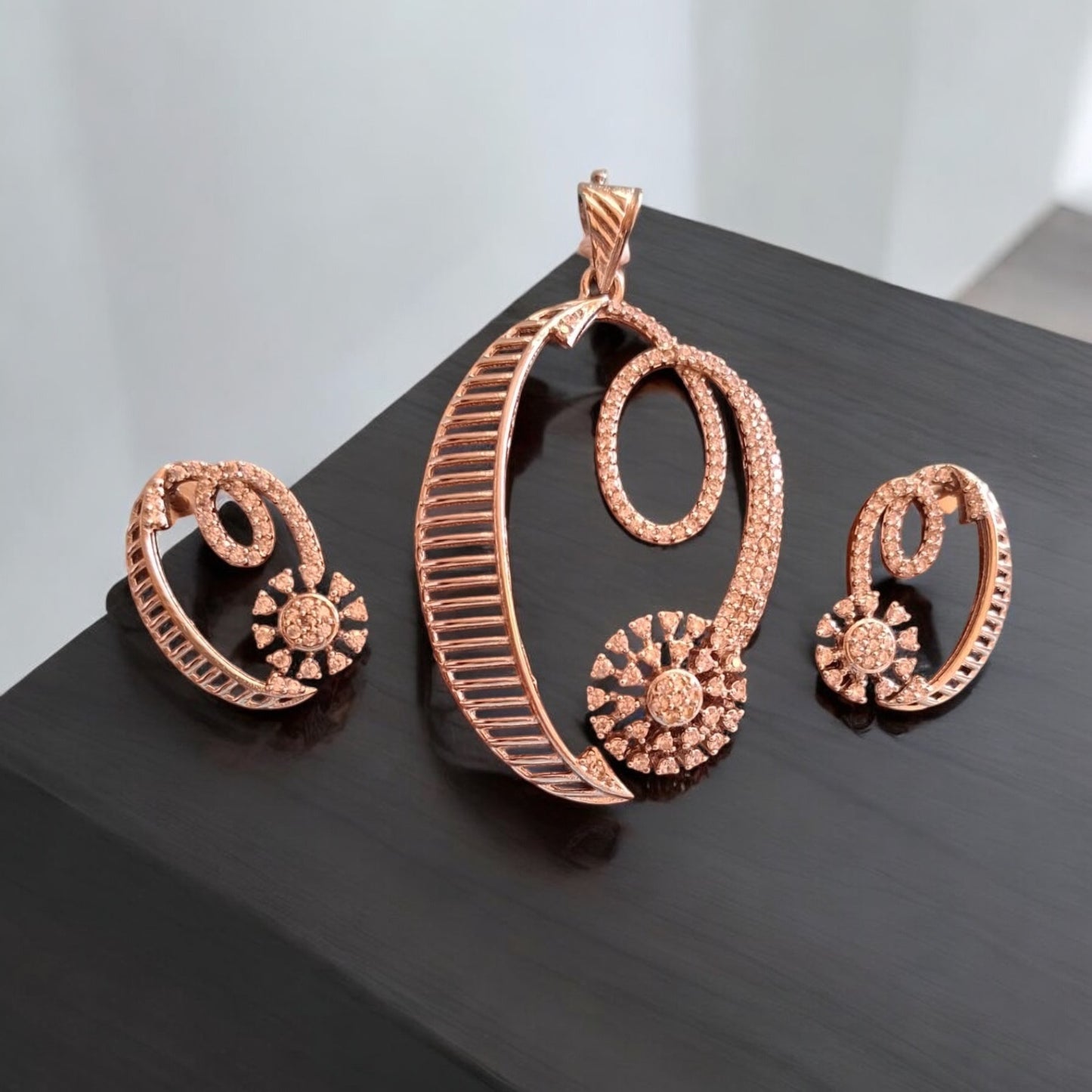 436765-American Diamond Delicate Pendant Set With Rhodium Plating