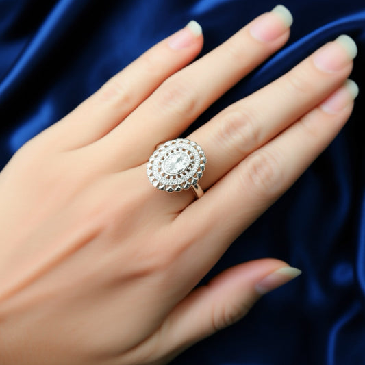 22475 Cz Adjustable Ring Silver