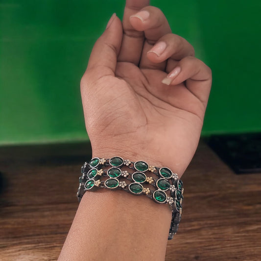 93509-BRO Classic Kada With Oxidised Plating-Green