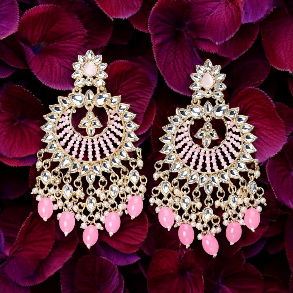 108536-Indo Western (Kundan) Earring-Pink