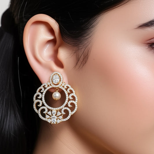 426163 CZ Earring With 2 Tone Plating