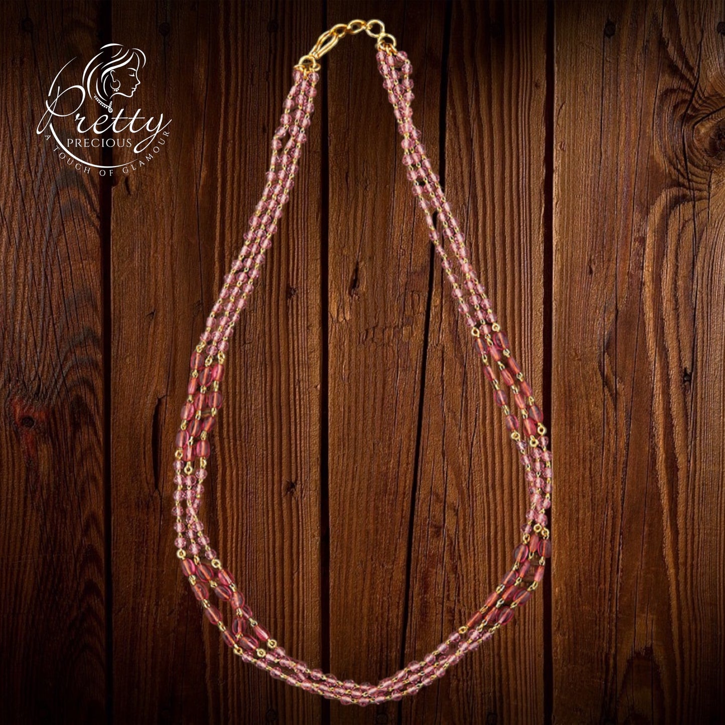 424252 Cubic Zirconia 3 Line Necklace With Gold Plating