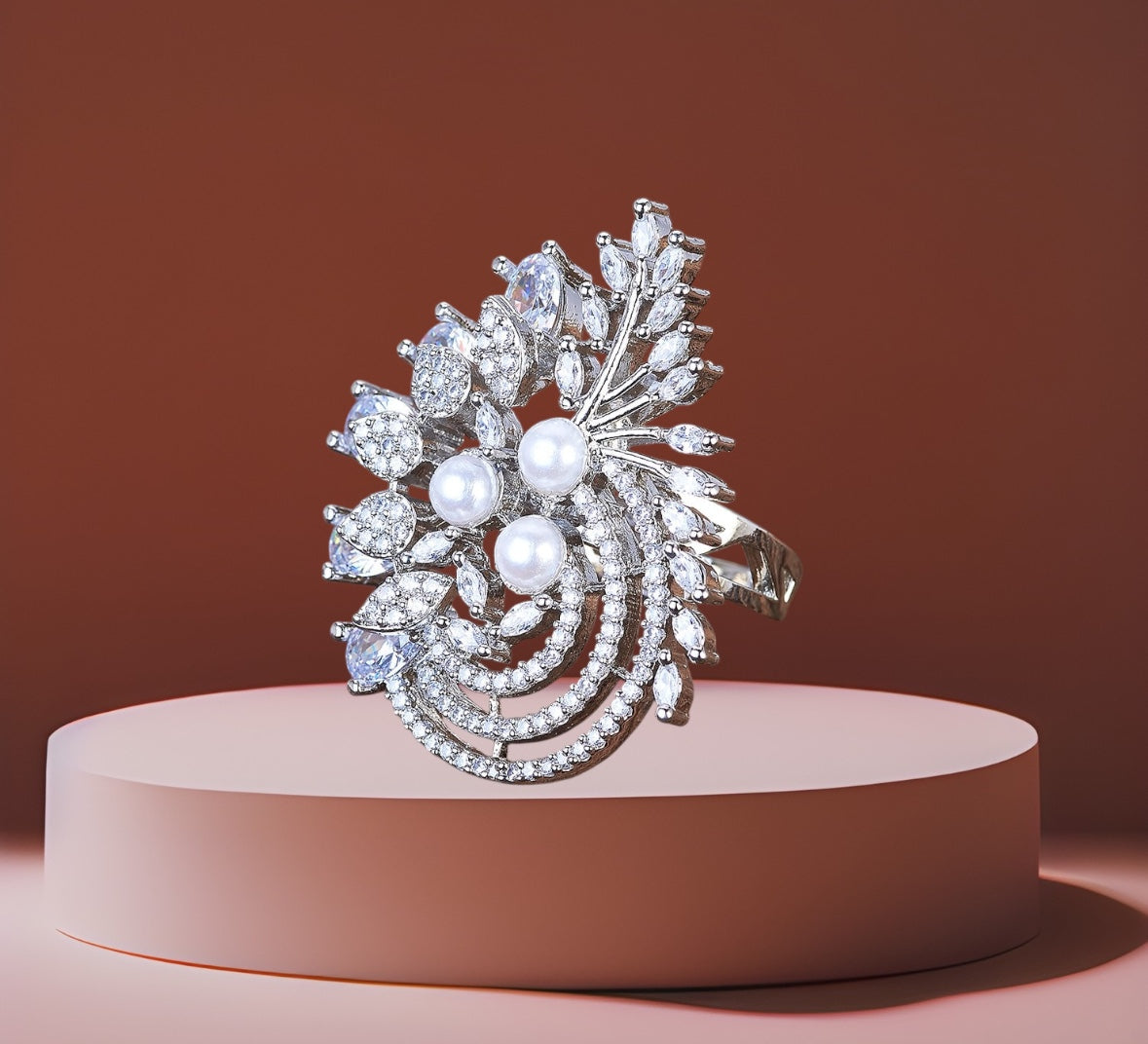 425252 Cz Adjustable Ring Silver