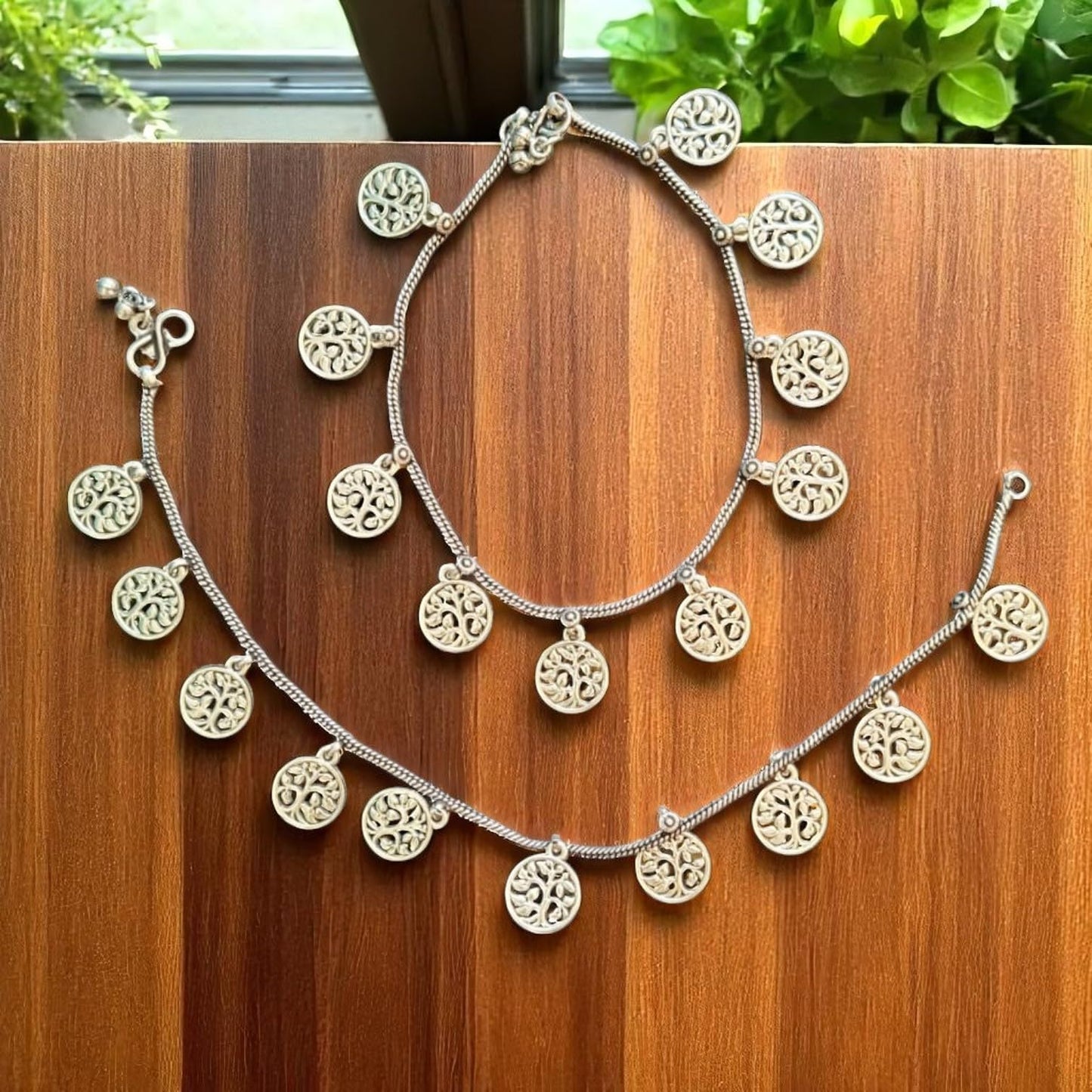 91999-ANO Classic Anklet With Oxidized Plating-Design 1