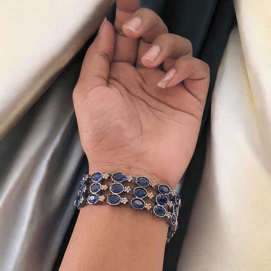 93509-BRO Classic Kada With Oxidised Plating-BLUE