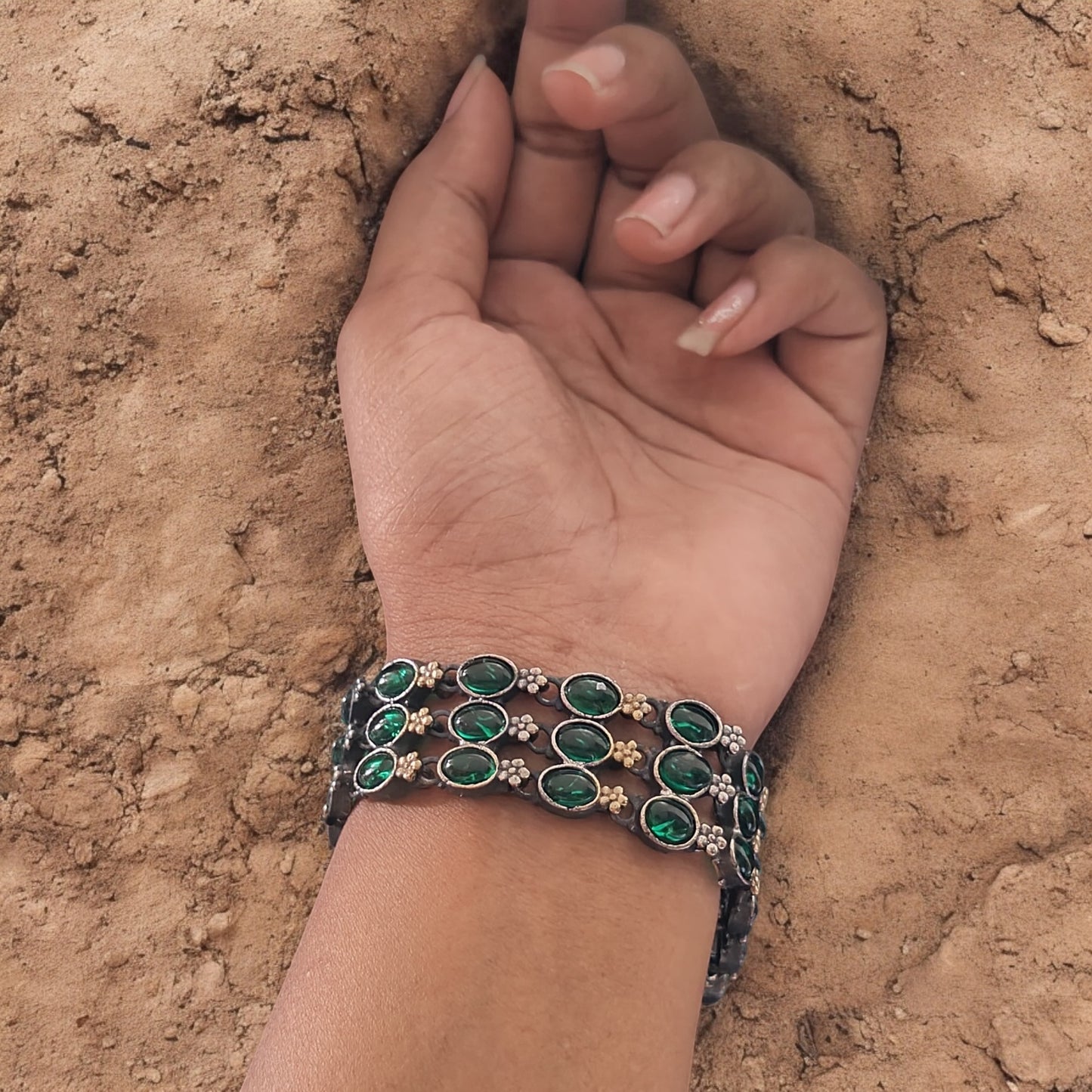 93509-BRO Classic Kada With Oxidised Plating-Green