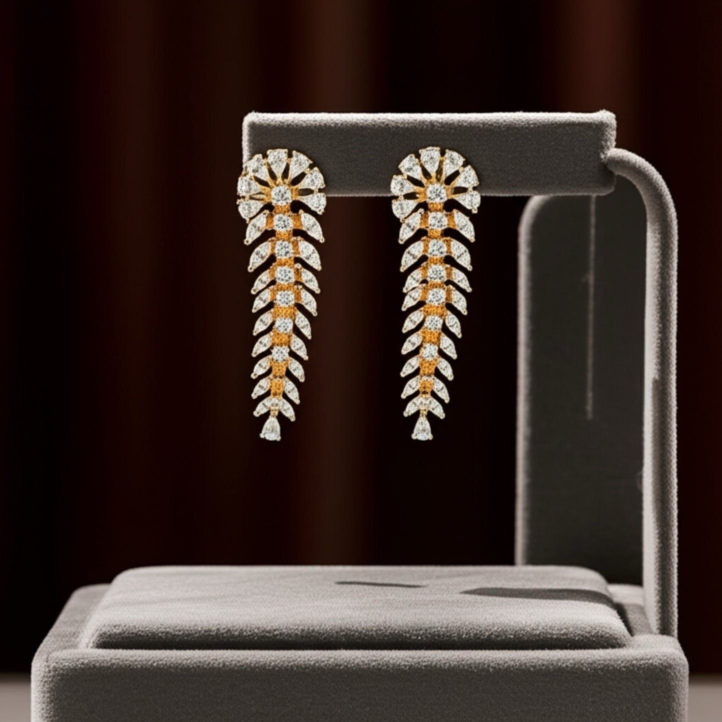 437569 CZ Earring With 2 Tone Rhodium Plating