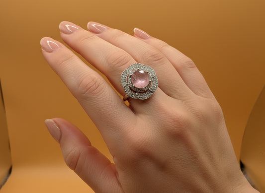 1039 Cz Adjustable Ring-Pink