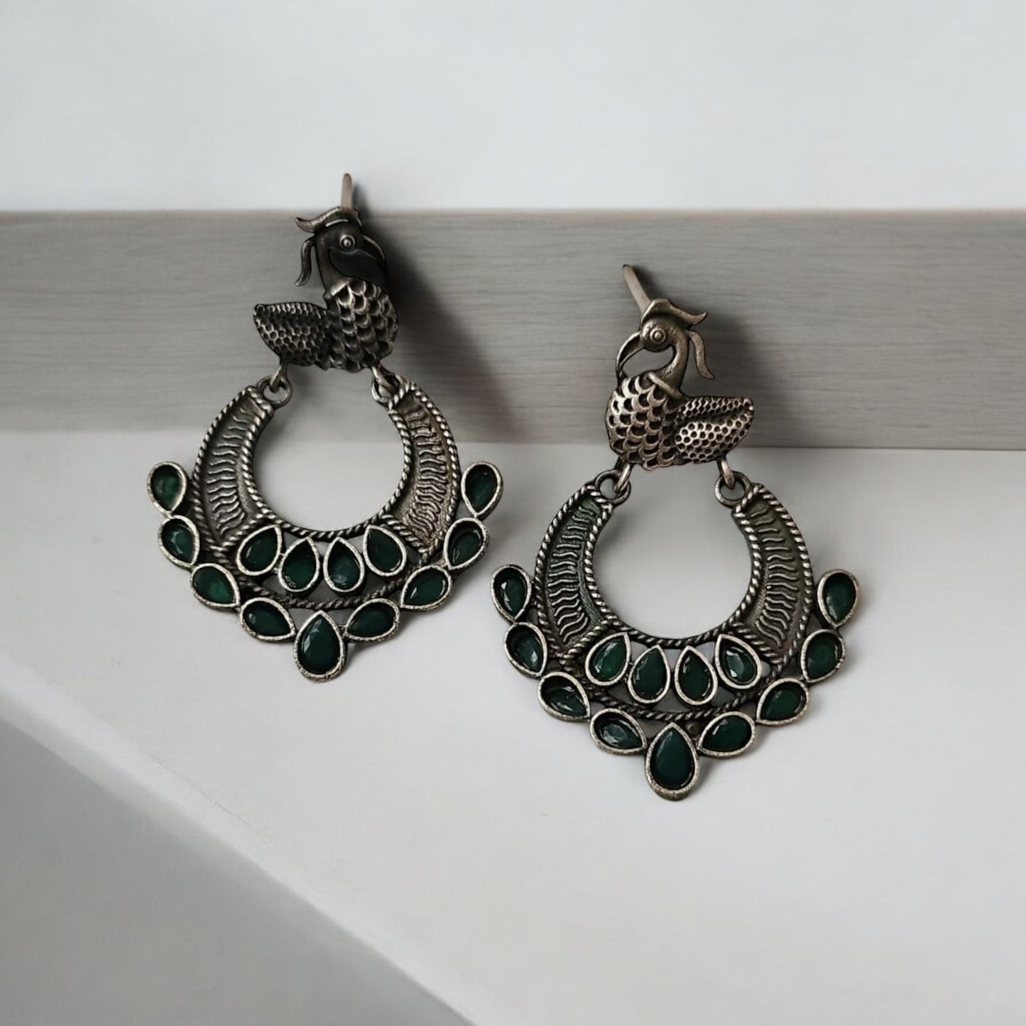 801974 Pretty Precious Fashion Oxidised Silver Stylish Party Wear Earrings for Women and Girls