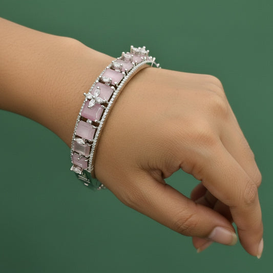 438482 Cz Classic Kada With Rhodium Plating-Pink