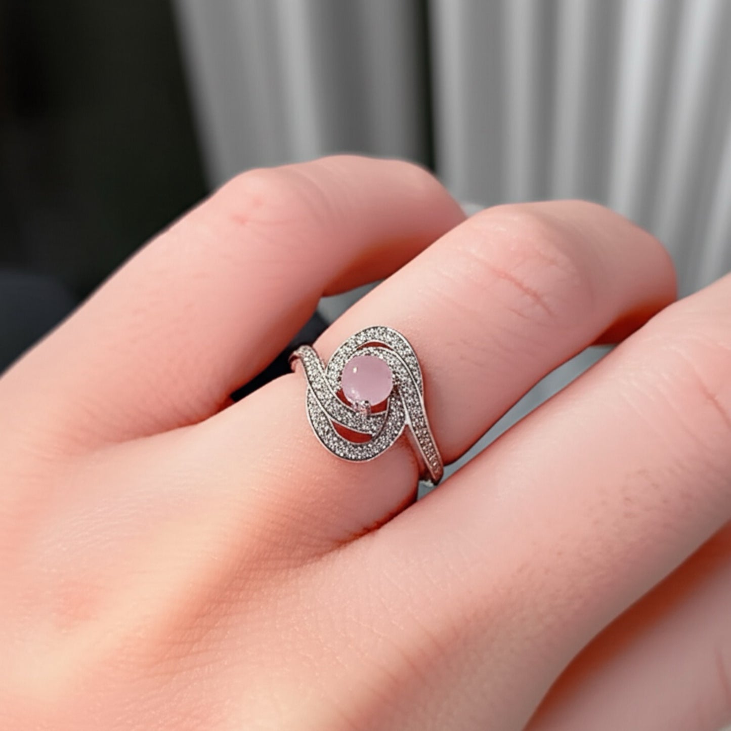 91609-RN Cz Adjustable Ring Pink