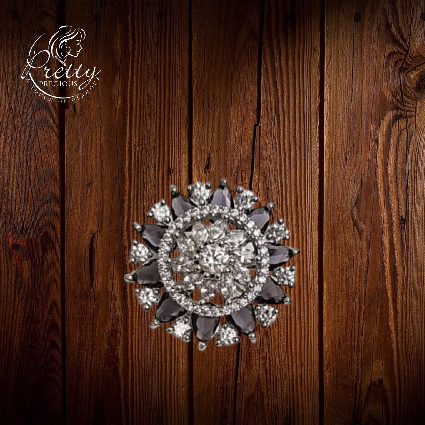 91409-RN Cz Adjustable Ring Black