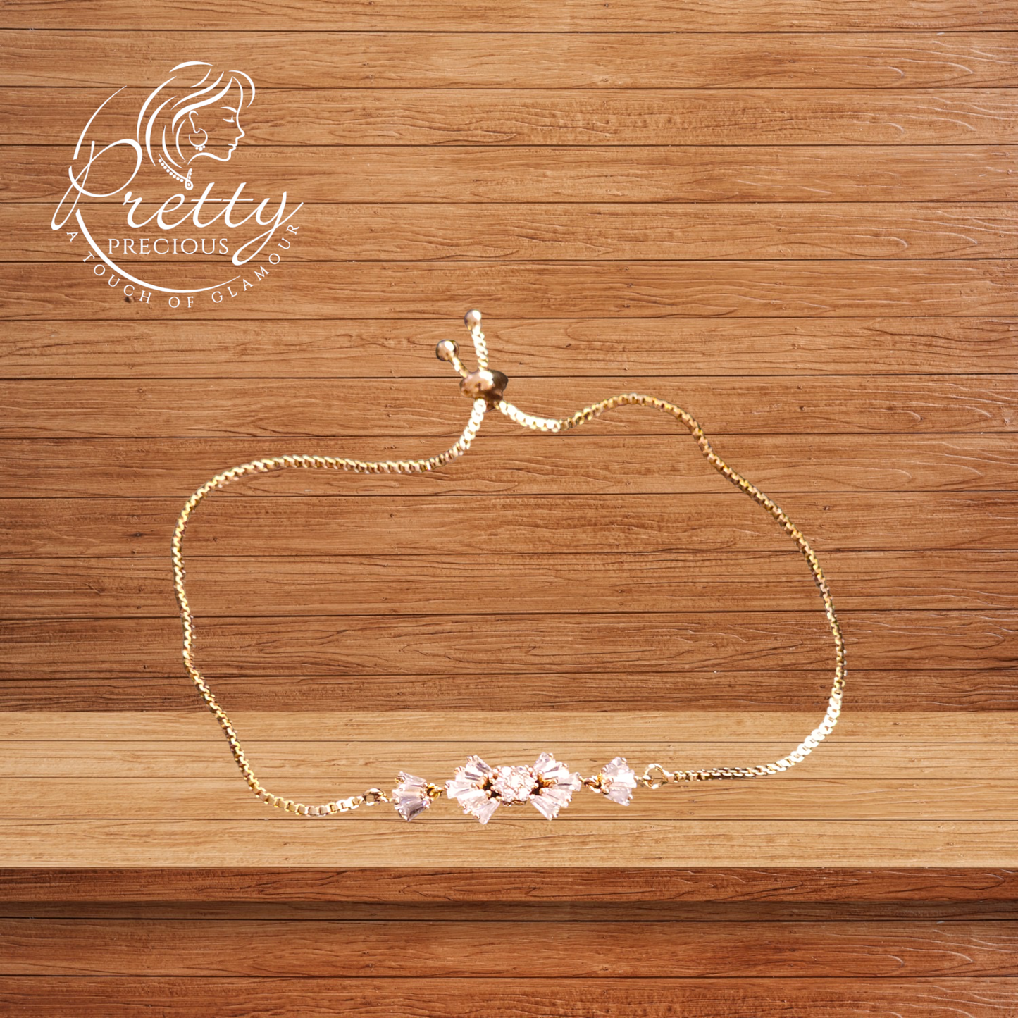 92009BR Cubic Zirconia Adjustable Bracelet