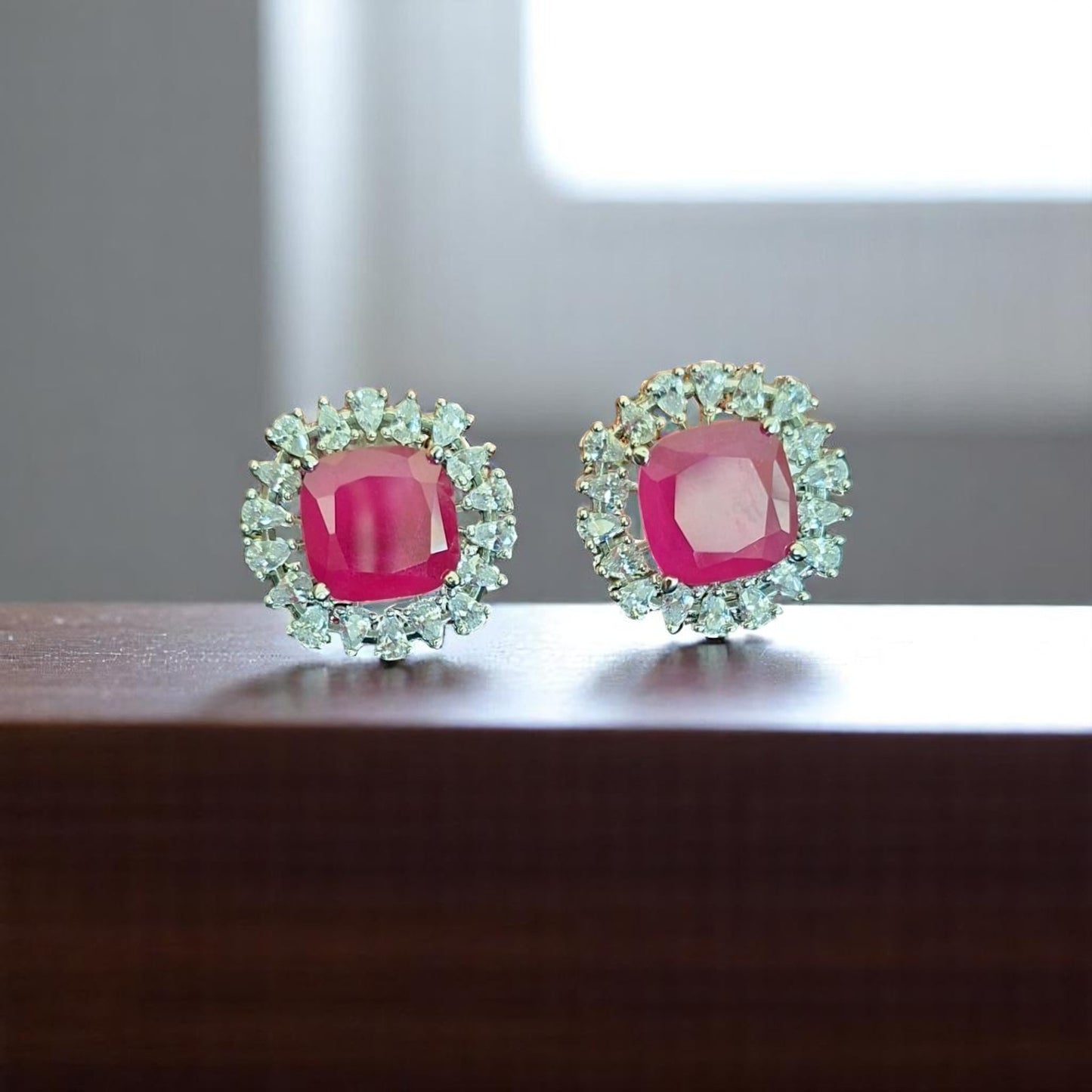 93259-ER  CZ Earring With Gold/Rhodium Plating-Design 1