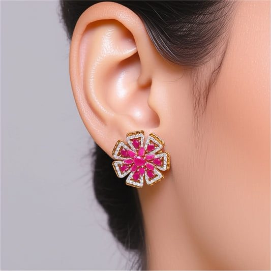 422523 American Diamond Classic Tops With 2 Tone Plating-Ruby