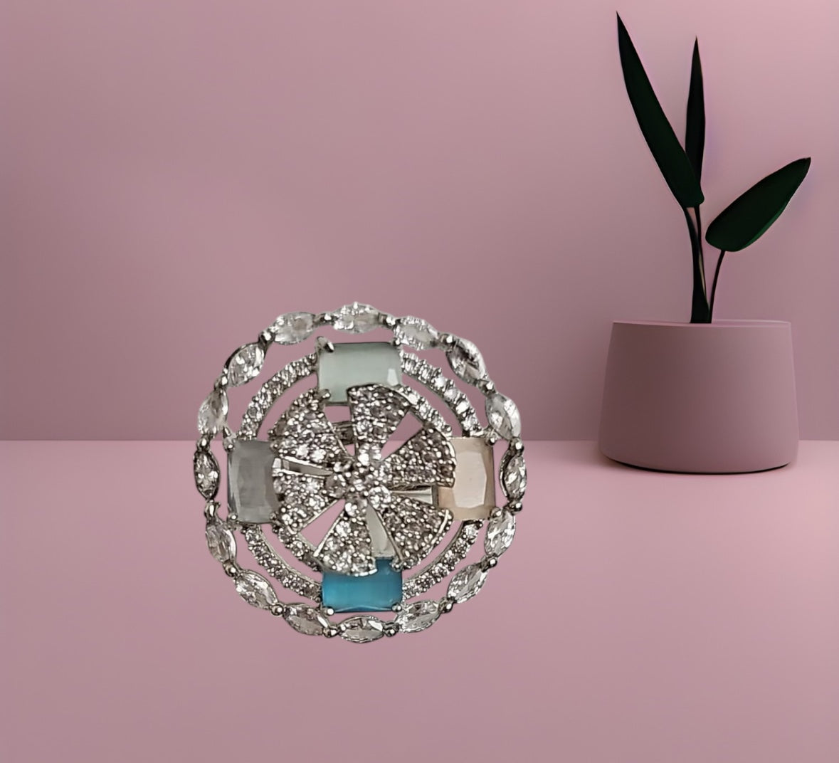 50117 Cz Adjustable Ring Multicolored