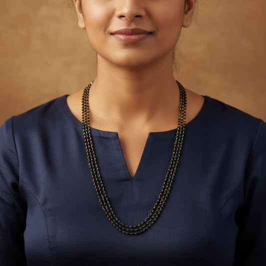 423100 Cz 3 Line Necklace With Gold Plating-Black