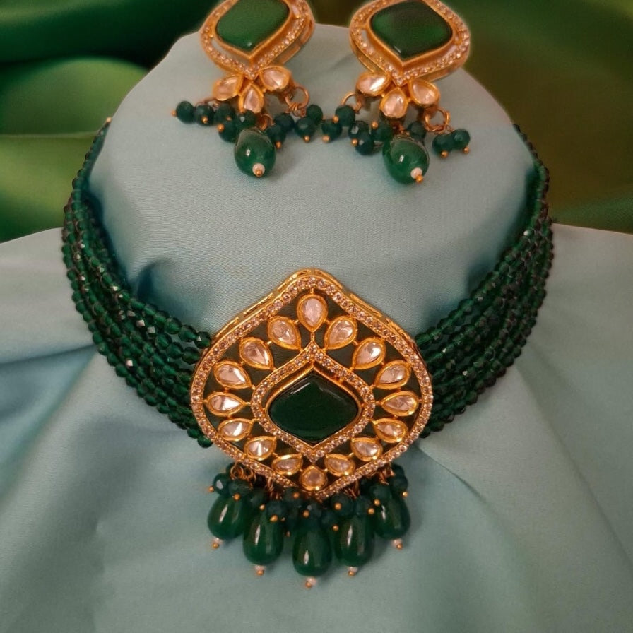 25850 Cz Delicate Necklace Green