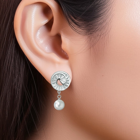 92859ER Cz Pearl Tops With Rhodium Plating