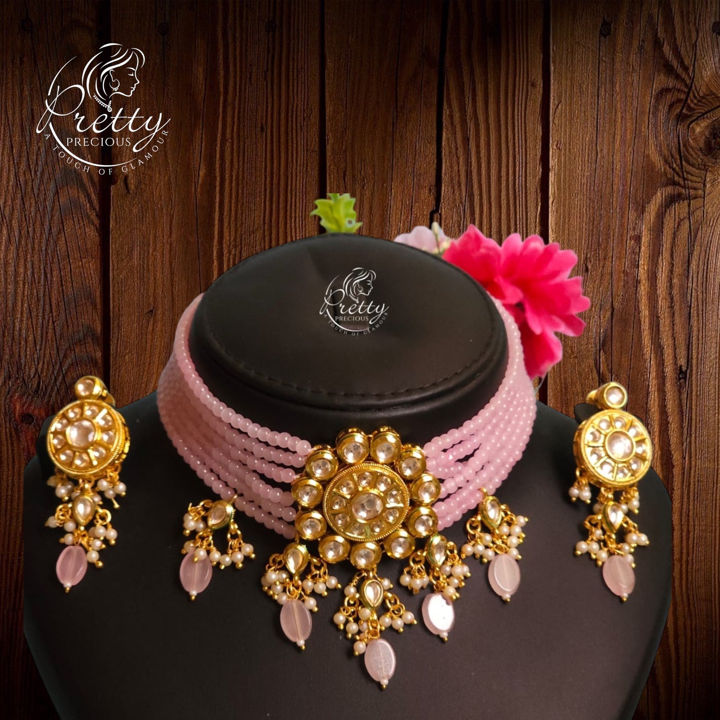 97309-NS Cz Delicate Necklace Pink