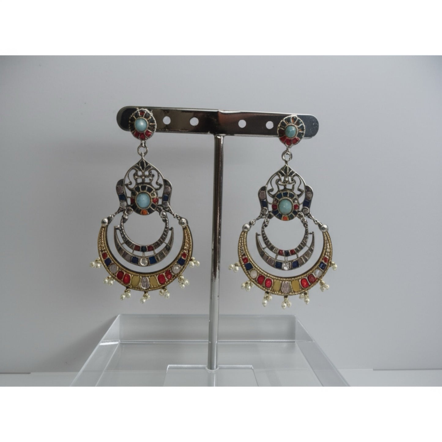 94509-ERO Pretty Precious Fashion Oxidised Silver Stylish Party Wear Earrings for Women and Girls-Multi