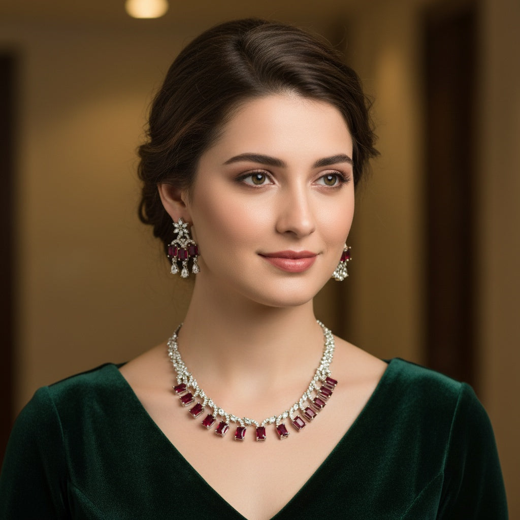 417394 Cz Classic Necklace With Black Rose Plating