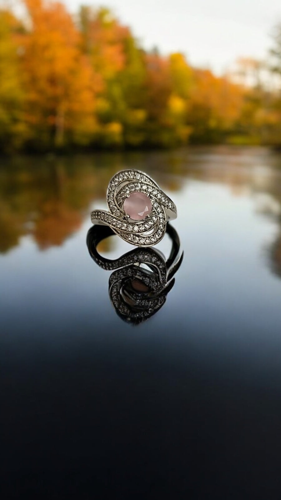 91609-RN Cz Adjustable Ring Pink