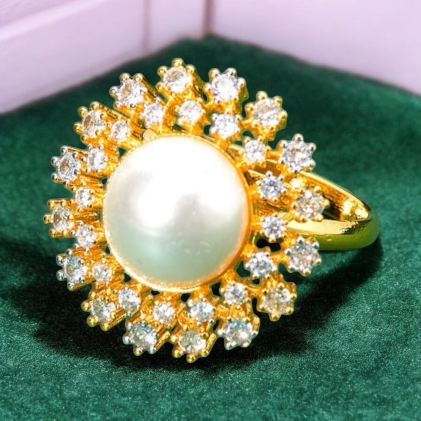 436742 Cz Adjustable Ring 2 Tone