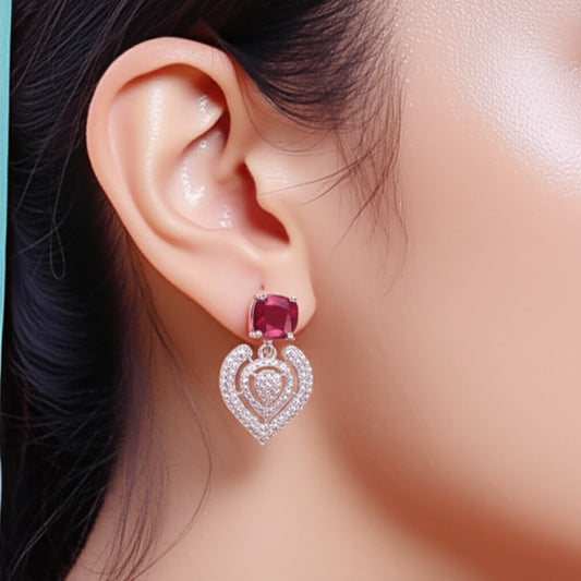 433228 CZ Earring With Rhodium Plating-Rani