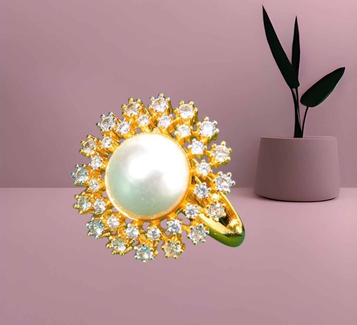 436742 Cz Adjustable Ring 2 Tone