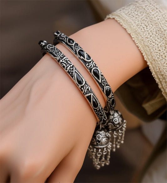 OXB195 Classic Bangles With Oxidised Plating-Size 2.4