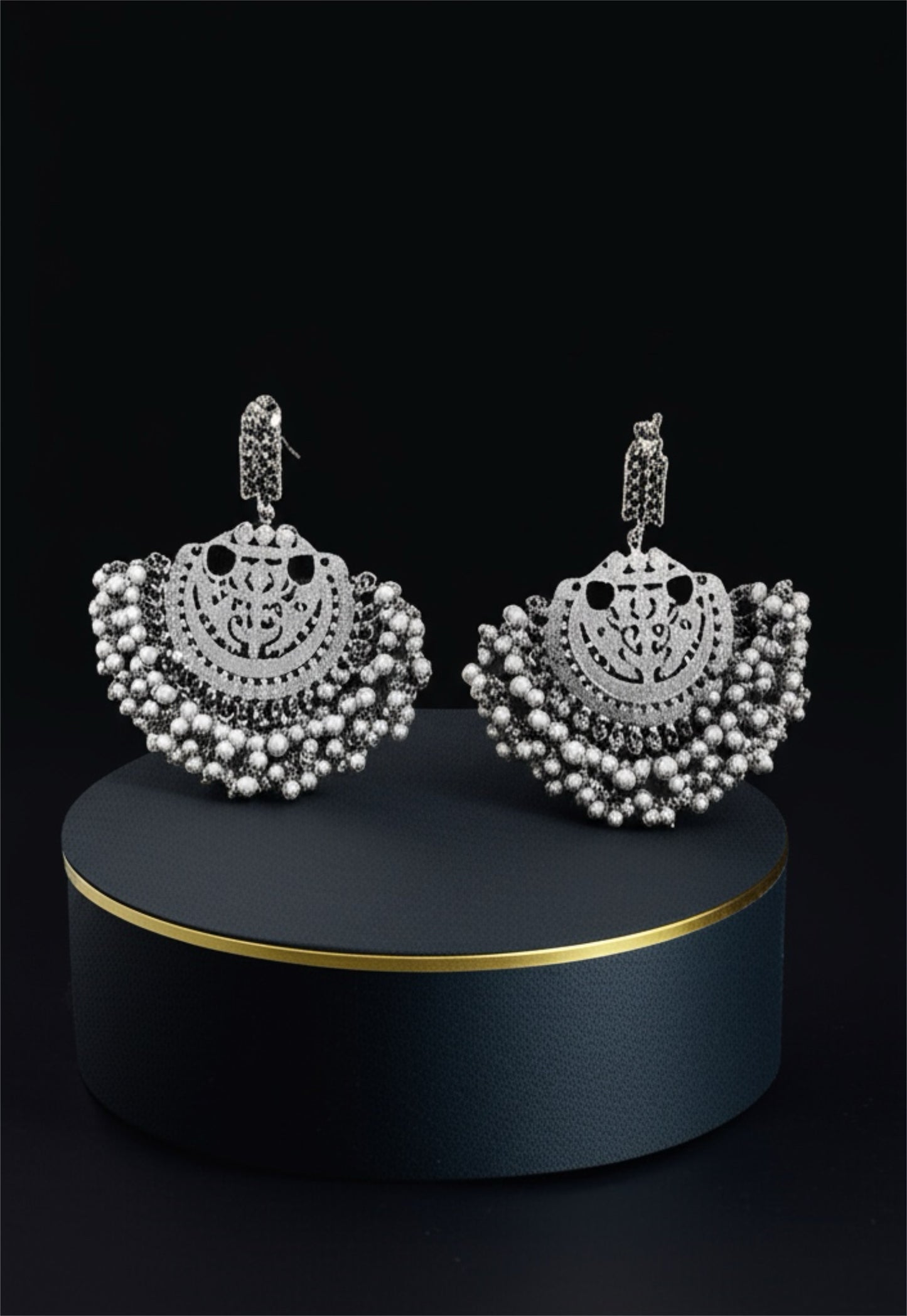 93509-ERO Pretty Precious Fashion Oxidised Silver Stylish Party Wear Earrings for Women and Girls