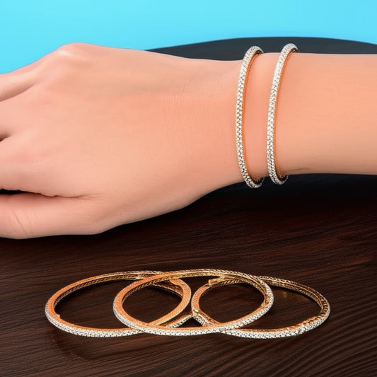 427266 Cz Moti Bangles With Gold Plating-Size 2.6