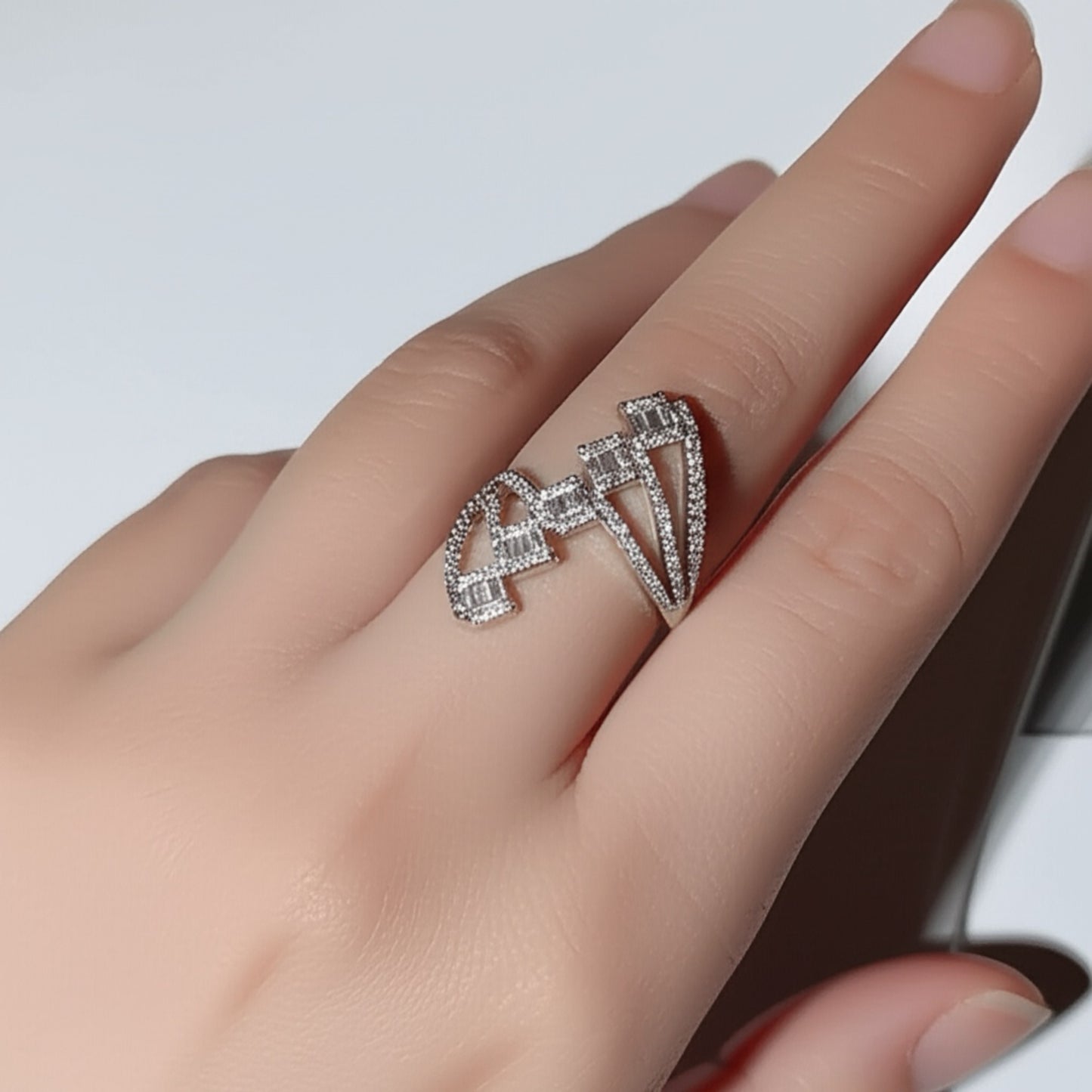 436488 Cz Adjustable Ring Silver