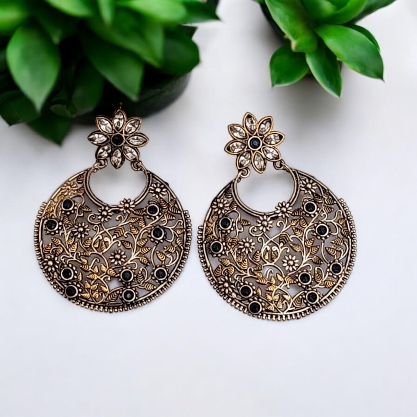 35296 Pretty Precious Fashion Oxidised Silver Stylish Party Wear Earrings for Women and Girls