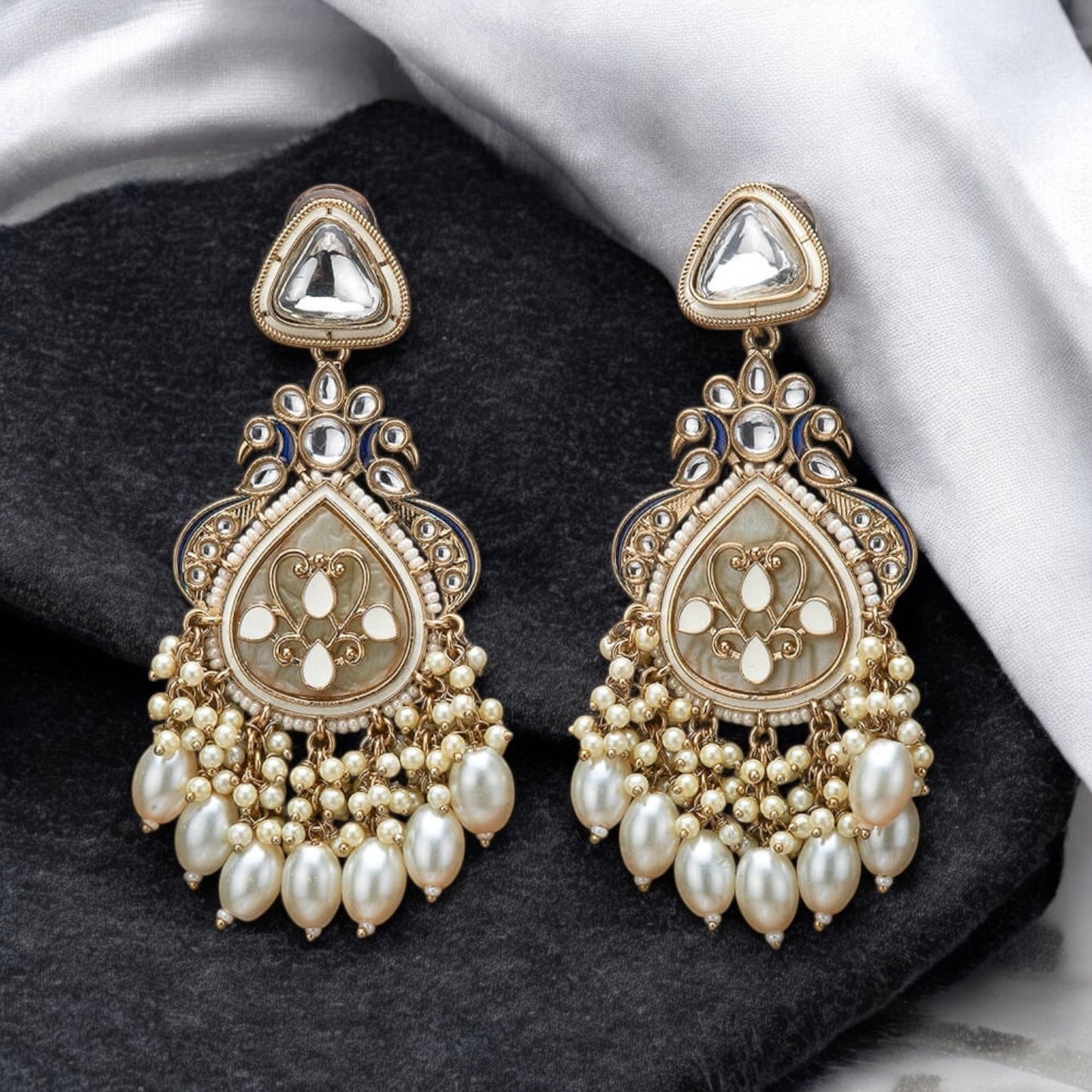 111329-Indo Western (Kundan) Earring-Pearl