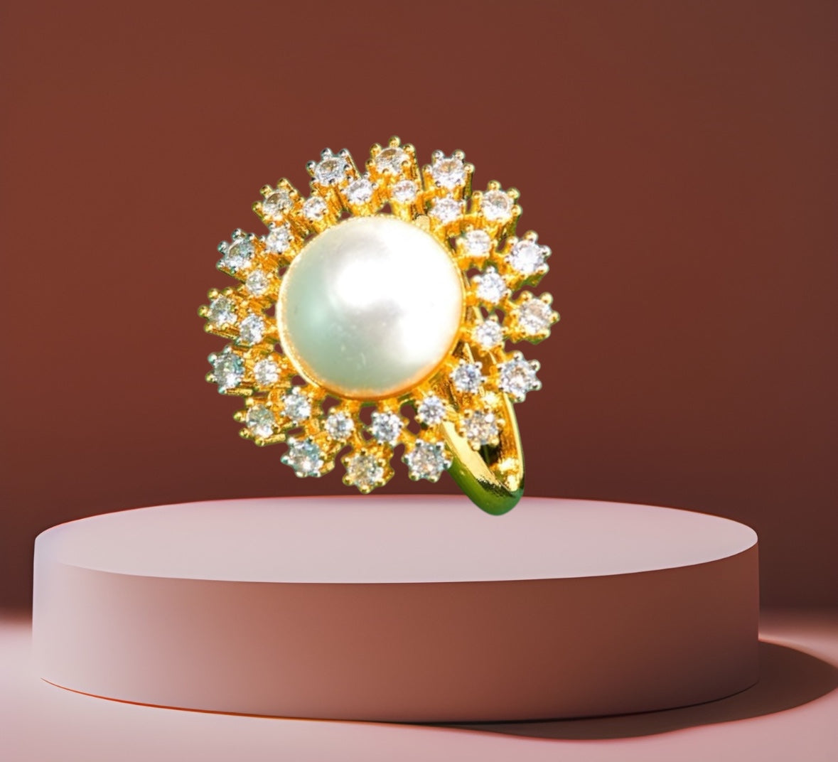 436742 Cz Adjustable Ring 2 Tone