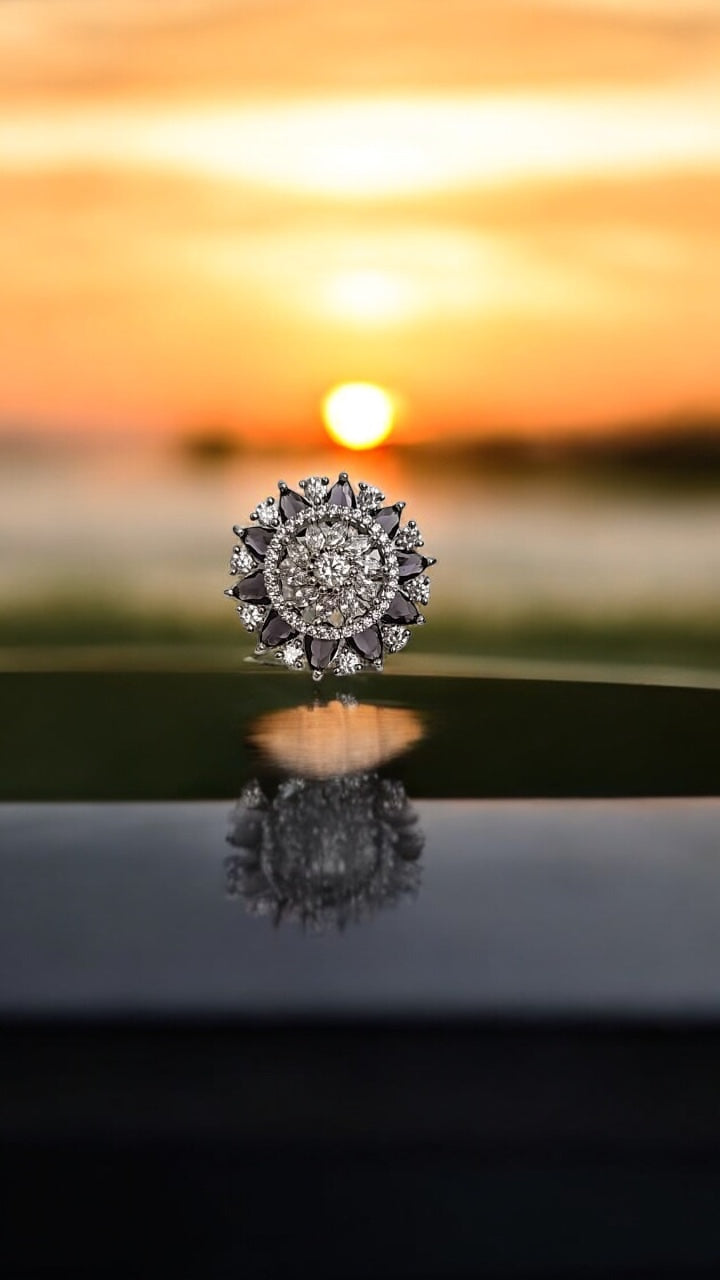 91409-RN Cz Adjustable Ring Black