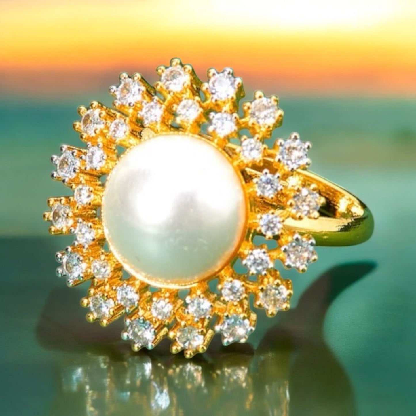 436742 Cz Adjustable Ring 2 Tone