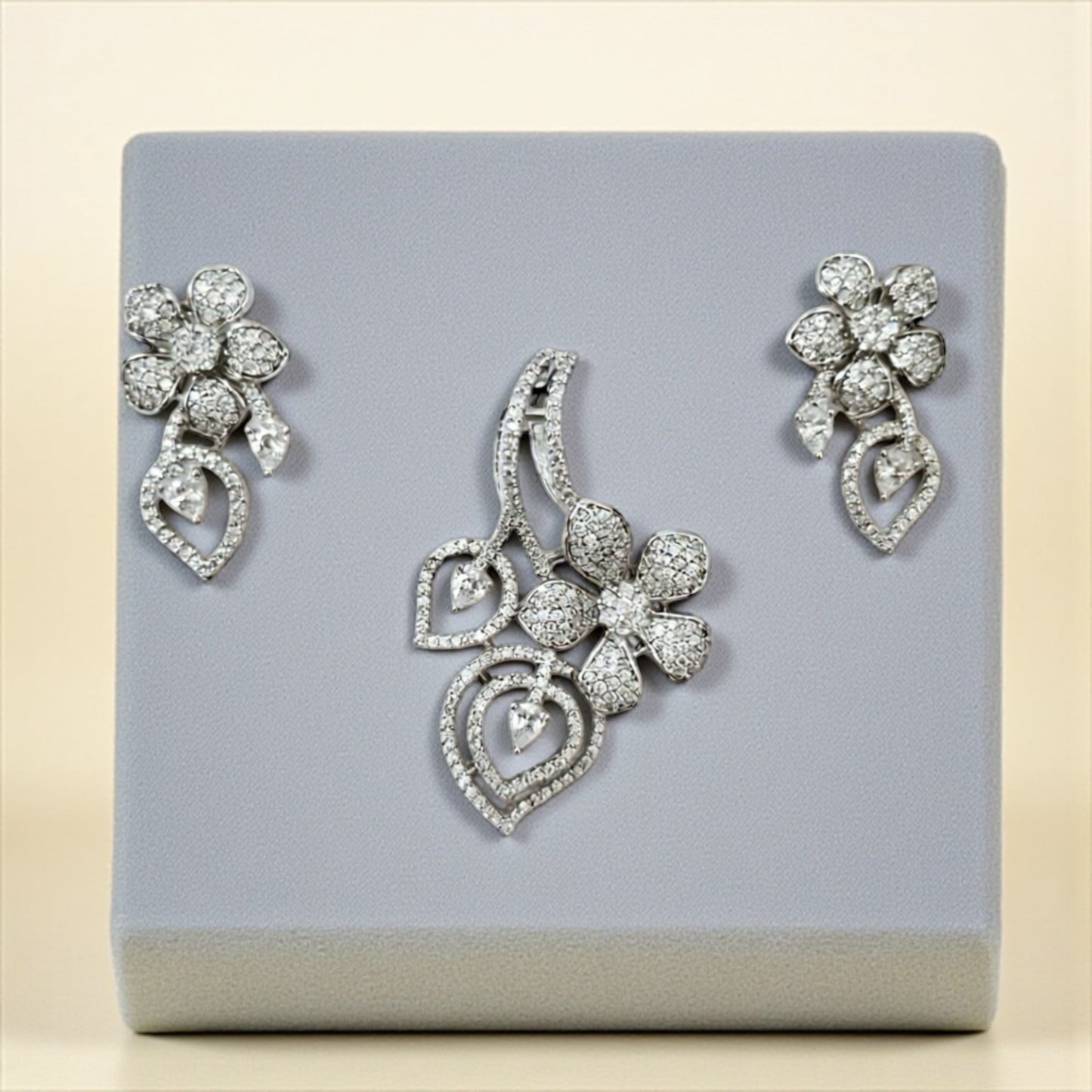 24336-American Diamond Delicate Pendant Set With Rhodium Plating