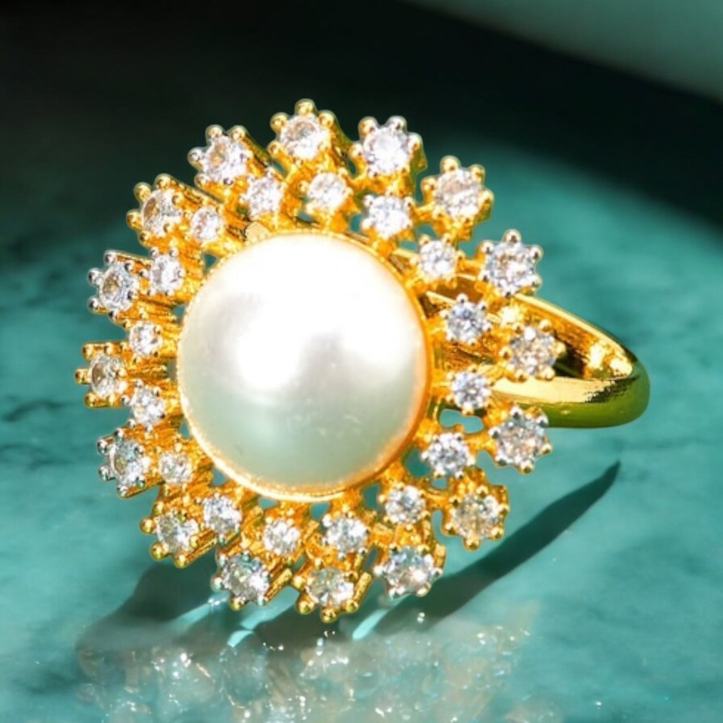 436742 Cz Adjustable Ring 2 Tone