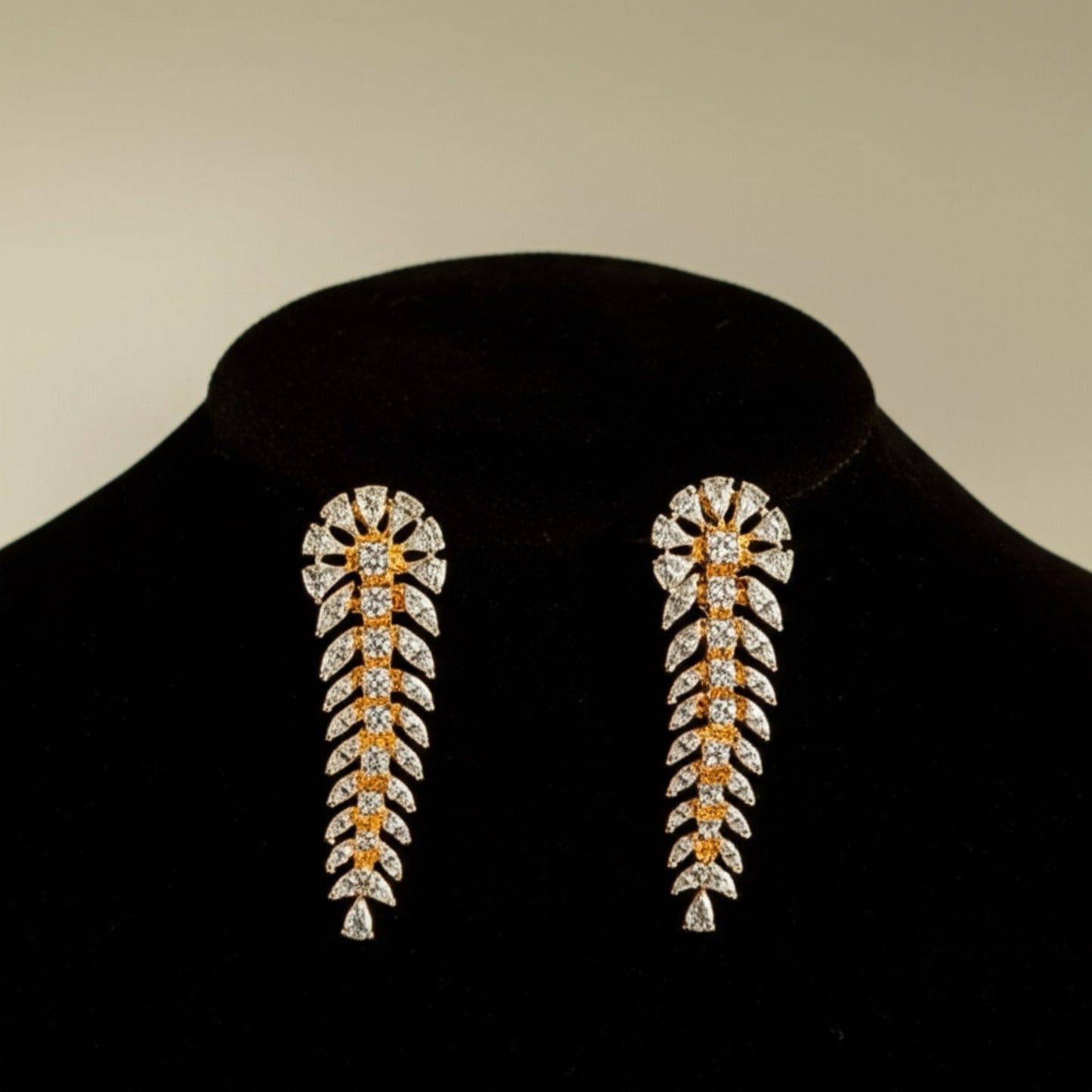 437569 CZ Earring With 2 Tone Rhodium Plating