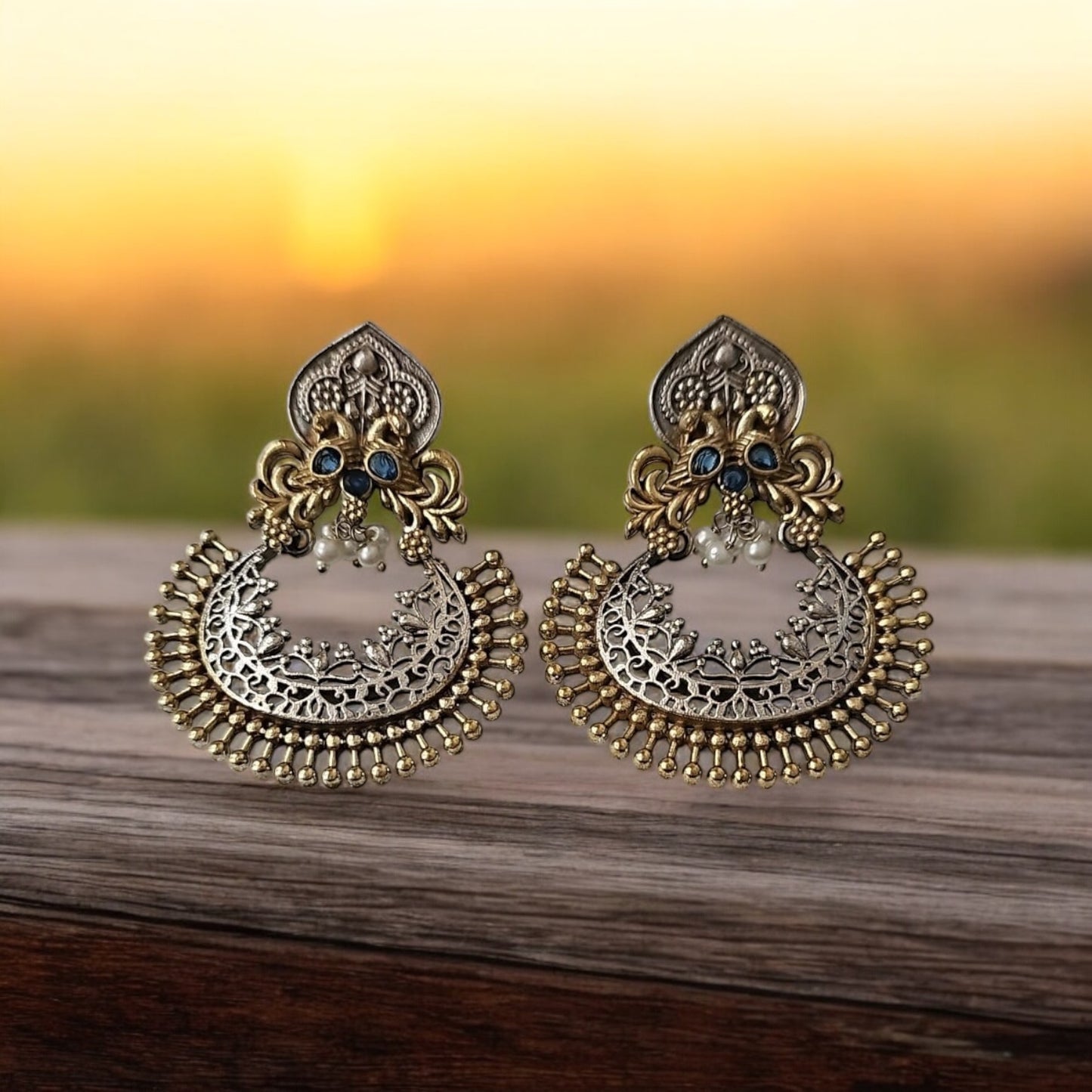 808654 Pretty Precious Fashion Oxidised Silver Stylish Party Wear Earrings for Women and Girls