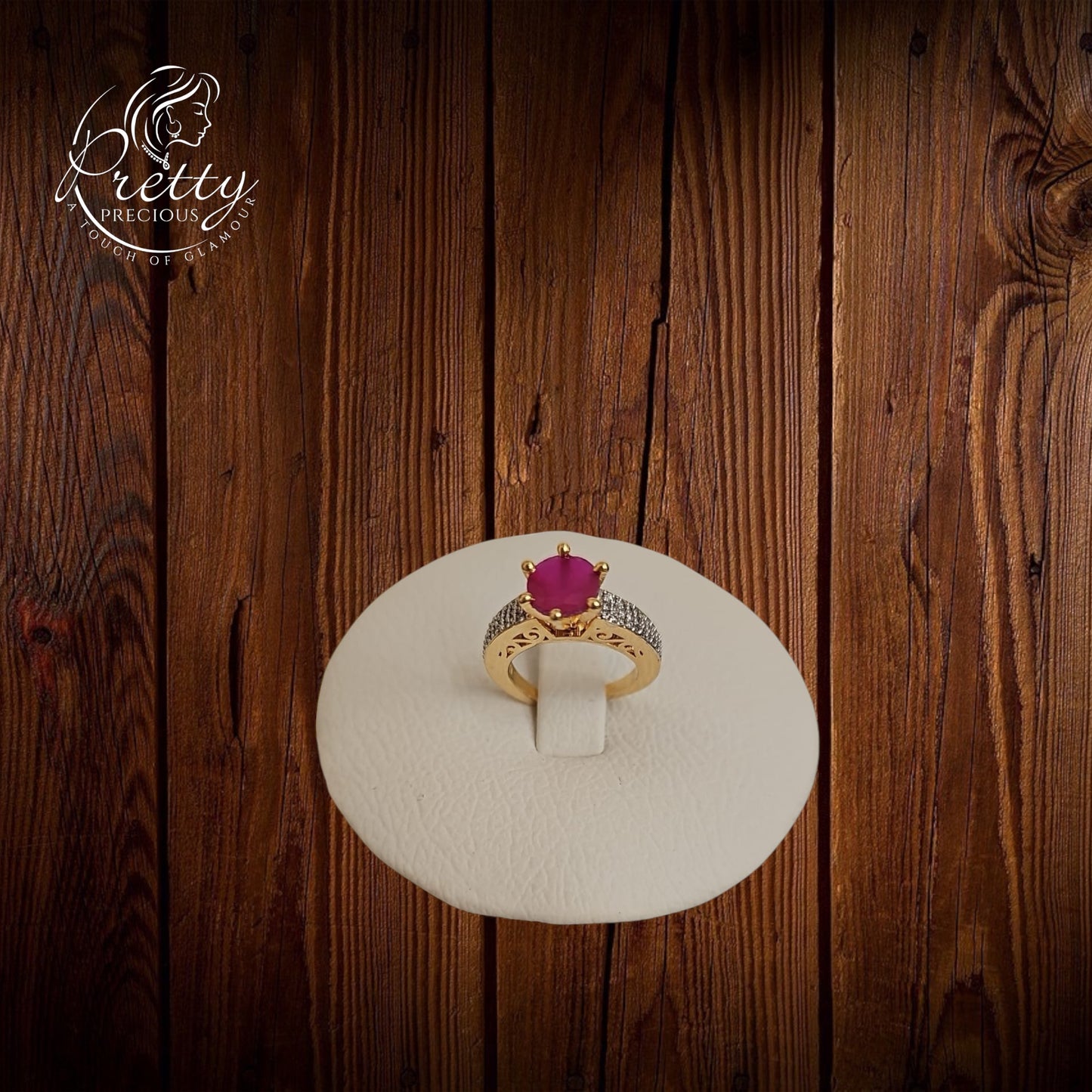 91259 Cz Adjustable Ring Ruby