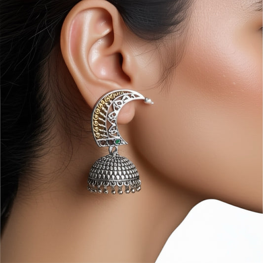 35275 Pretty Precious Fashion Oxidised Silver Stylish Party Wear Earrings for Women and Girls