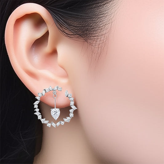 431139 Cubic Zirconia Classic Earring With Rhodium Plating