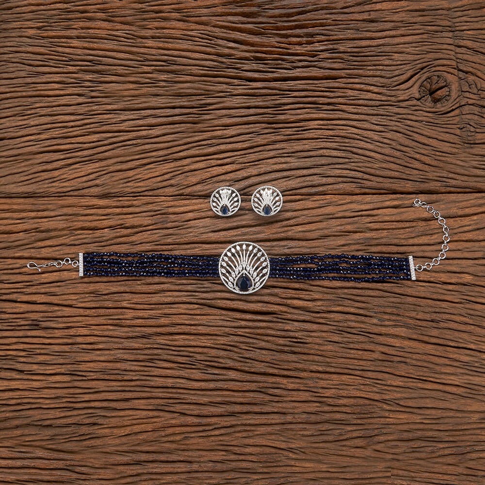 432118 Cz Delicate Necklace Blue