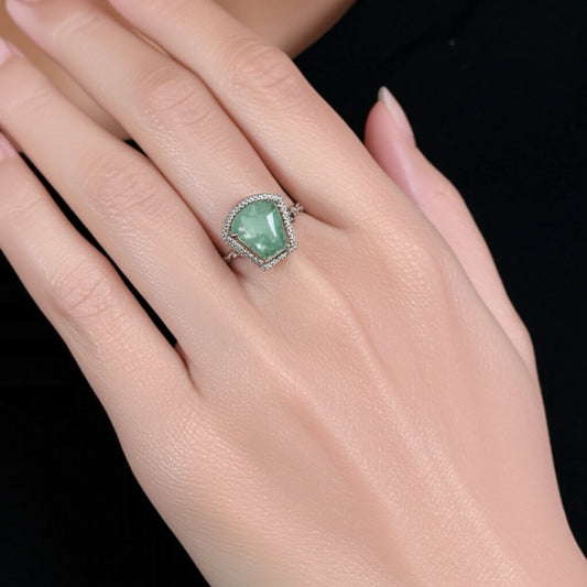 92509-RN Cz Adjustable Ring Green