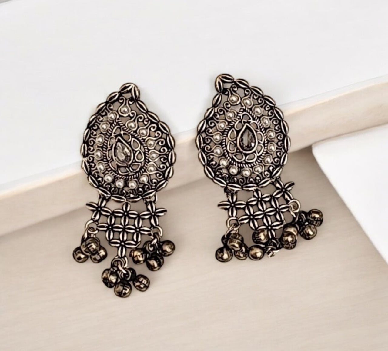 804992 Pretty Precious Fashion Oxidised Silver Stylish Party Wear Earrings for Women and Girls